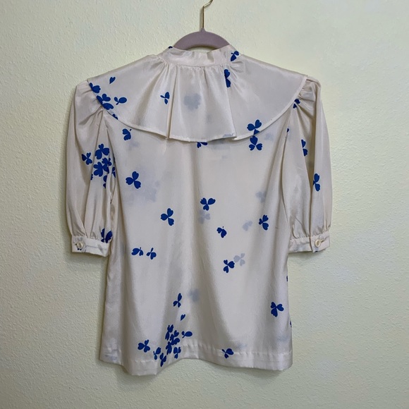 Vntg handmade collared lightly puffed sleeves top - Picture 9 of 9